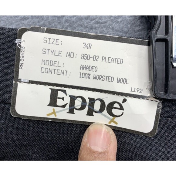 Eppe Amadeo Pants Mens 100% Worsted Wool Pleated Black Size 34 R X37 Business - Picture 2 of 15